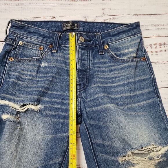 Abercrombie & Fitch Ames slim boyfriend distressed ripped jeans size 24 - Picture 10 of 15
